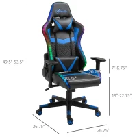 Vinsetto Racing Gaming Chair with RGB LED Lights, Adjustable Height, Gamer Office Chair, Computer Desk Chair, Black/Blue(m-3)