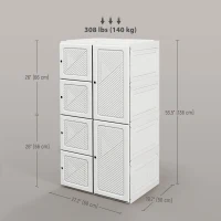 HOMCOM Portable Wardrobe, Foldable Clothes Storage Organzier with 8 Compartments, Magnet Doors, White(m-3)
