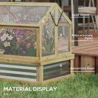 Outsunny Raised Garden Flower Bed Kit with Greenhouse, Wooden Cold Frame Planter, 35.5" x 31.5" x 36", Natural(m-6)