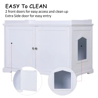 PawHut 37.5" Wooden Covered Mess Free Cat Litter Box End Table Hideaway Cabinet with Storage for Accessories, White(m-6)