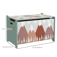 Qaba Toy Box, Kids Storage Chest with Lid, Safety Hinges and Groove Handles, Toy Storage Organizer with Mountain Pattern for Boys, Girls, Green(m-3)