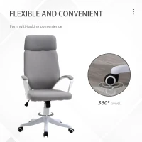 Vinsetto Ergonomic Home Office Chair High Back Computer Desk Chair with Lumbar Back Support, Padded Armrests, Adjustable Height, Grey(m-6)