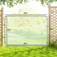 Outsunny Garden Gate Chain Link Fence Gate, Galvanized Steel Garden Door for Yard Entrance Way, 47.2 x 70.9 in., Silver(m-3)