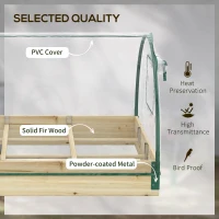 Outsunny 12 Pockets Raised Garden Bed with Greenhouse and Roll Up Windows for Vegetables, Flowers, 4' x 3' x 2', Natural Wood(m-7)
