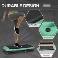 Soozier 43" Adjustable Aerobic Platform Stepper 3 Level with Risers 4” 6” 8” Cardio Fitness Trainer Workout Step Home Gym Exercise, Black Green(m-5)