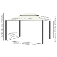 Outsunny 13' x 10' Outdoor Patio Gazebo Canopy with 2-Tier Polyester Roof, Vented Mesh Sidewall & Strong Aluminum Frame, Cream White(m-3)