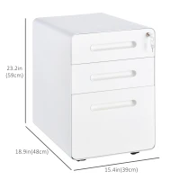 Vinsetto Lockable File Cabinet, Steel Filing Cabinet on Wheels for Legal, A4, Letter Size, Home Office(m-3)