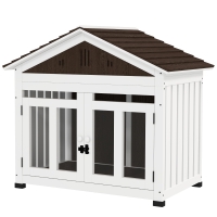 PawHut 40"L Wooden Dog House Outdoor Indoor for Small, Medium, Large Dogs, with Air Vents & Elevated Removable Floor