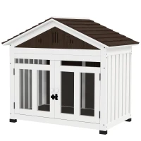 PawHut 40"L Wooden Dog House Outdoor Indoor for Small, Medium, Large Dogs, with Air Vents & Elevated Removable Floor(m-1)