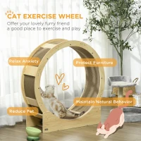 PawHut 36" Cat Wheel for Indoor Cats with Brake for Health and Fitness, Oak(m-4)