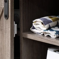 HOMCOM Sideboard Buffet Cabinet, Coffee Bar Cabinet with Sliding Barn Door and Adjustable Shelf for Kitchen, Living Room, Gray(m-9)