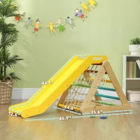 Qaba 5 in 1 Pikler Triangle Set with Slide & Sandbags for Kids 18-48 Months(m-3)