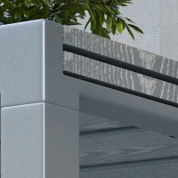 Outsunny Patio Table for 6-8 People, Aluminum Frame Rectangle Garden Table with Wood Effect Steel Top, for Backyard, Dark Gray(m-9)