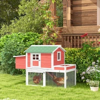 PawHut Wooden Chicken Coop Hen House Poultry Cage for Outdoor Backyard with Raised Garden Bed, Run Area, Nesting Box and Removable Tray,(m-10)