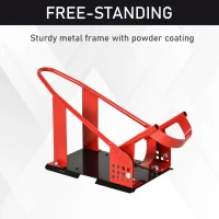 HOMCOM Motorcycle Wheel Chock with 12 Adjustable Pre-Drilled Holes, 990 lbs Capacity, Red(m-5)