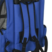 PawHut 2-IN-1 Pet Luggage Box Backpack Carrier Cats Dogs w/ Handle, Rolling Wheel Blue(m-10)