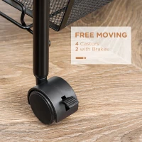 HOMCOM 5 Tier Utility Rolling Cart, Metal Storage Cart, Kitchen Cart with Removable Mesh Baskets, for Living Room, Laundry, Garage and Bathroom, Black(m-6)