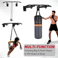Soozier Wall Mounted Pull Up Bar Strengthen Muscle Full Body Train Sandbag Hanger For Boxing & Trainings,Black(m-4)
