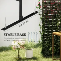 Outsunny Decorative Outdoor Privacy Panel, Freestanding Metal Outdoor Divider with Stand for Garden, Backyard, Deck, Pool, Black(m-5)