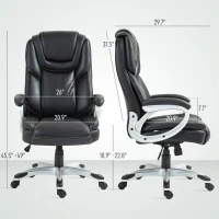 HOMCOM High Back Desk Chair with Swivel Wheels, Executive Office Chair with Cushion & Adjustable Height, Black(m-3)