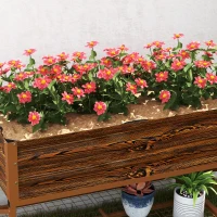 Outsunny Galvanized Raised Garden Bed, Metal Planter Box with Legs, Storage Shelf and Bed Liner, Dark Brown(m-8)