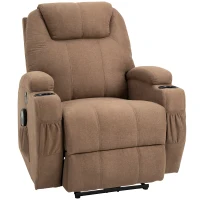 HOMCOM Electric Power Reclining Massage Sofa w/ 8-Point Vibration Waist Heating Side Storage USB Port, Brown(m-1)
