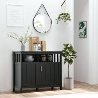 HOMCOM Sideboard Buffet Cabinet, Coffee Bar Cabinet with 2 Doors and Adjustable Shelves, Console Table for Kitchen Entryway Living Room, Black(m-2)