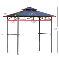 Outsunny 8' x 5' Barbecue Grill Gazebo Tent, Outdoor BBQ Canopy with Side Shelves, and Double Layer PC Roof, Brown(m-3)