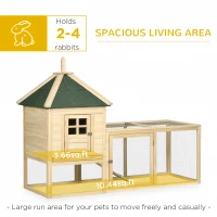 PawHut 68" Wooden Rabbit Hutch, Pet Playpen with 3 Doors, Bunny House Enclosure with Slide-out Tray, Ramp, for Rabbits and Small Animals, Natural(m-4)