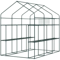 Outsunny 7' x 5' x 6' Walk-in Greenhouse for Outdoors with Mesh Door and Windows, 18 Shelf Hot House with Trellis, Plant Labels, UV Protective for Growing Flowers, Herbs, Vegetables, Saplings, Green(m-8)