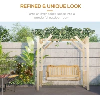Outsunny Patio Swing Chair with Pergola, 2-Person Wooden Gazebo Swing Bench Sun Shelter for Garden, Poolside, Backyard, Deck(m-4)