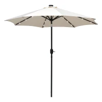 Outsunny 8.8ft Solar Patio Umbrella Outdoor Sunshade 24 LED Lights Tilt Canopy Cream(m-11)