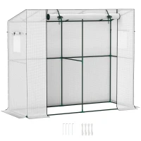 Outsunny Walk-in Portable Greenhouse Small Greenhouse for Outdoors with UV-resistant PE Cover, 6.6' x 2.5' x 5.6' White(m-11)