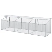 Outsunny Aluminium Cold Frame Greenhouse Garden Portable Raised Planter with Openable Top, 71" x 21" x 20"(m-11)