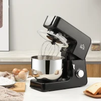 HOMCOM 6 Qt Stand Mixer with 6+1P Speed, 600W and Tilt Head, Kitchen Electric Mixer with Stainless Steel Beater, Dough Hook and Whisk for Baking Bread, Cakes and Cookies, Black(m-2)