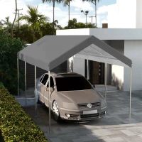 Outsunny 20' x 10' Carport Replacement Canopy for Model 84C-207WT or 84C-386V00WT with Ball Bungee Cords, Gray (Only Cover)(m-10)