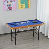 Soozier 55" Portable Folding Billiards Table Game Pool Table for Whole Family Number Use With Cues, Ball, Rack, Chalk, Blue(m-10)