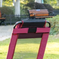 Outsunny Folding Patio Dining Chairs Set of 2, Outdoor Deck Chair with Adjustable Sling Back, Camping Chair with Removable Headrest for Garden, Backyard, Lawn, Red(m-7)