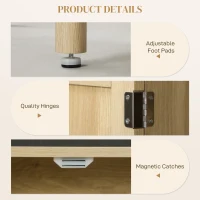 HOMCOM Bohemian Sideboard, 46.9" Buffet Cabinet with 3 Rattan Doors and Shelves for Living Room, Hallway, Oak(m-7)