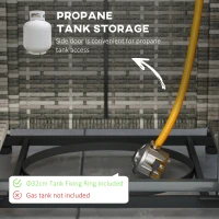 Outsunny 28 Inch Propane Fire Pit Table, 40,000 BTU Rattan Gas Fire Pit Table with Rain Cover, Mesh Lid, Lava Stone, Mixed Grey(m-5)