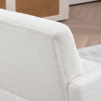 HOMCOM Upholstered Armchair, Modern Sherpa Accent Chair, Tufted Reading Chair for Living Room with Gold Steel Legs, White(m-9)
