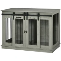 PawHut Modern Dog Crate End Table with Divider Panel, Gray(m-11)