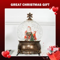 HOMCOM Lighted Christmas Snow Globe with Swirling Glitter, Battery Operated Musical Snow Globe for Holiday, Bronze(m-5)