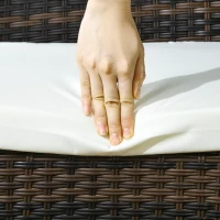 Outsunny 4 PE Rattan Outdoor Dining Chairs with Cushions, Patio Wicker Dining Chairs with Backrest, Brown(m-9)