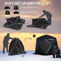 Outsunny 4-6 People Ice Fishing Shelter, Pop-up Ice Fishing Tent, Ice Shanty, Portable and Insulated, with Carry Bag, for Low-Temp -104°F(m-4)