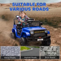 Qaba 12V Ride on Truck, Electric Car for Kids with Remote Control, Suspension, 3 Speeds, USB Music Headlights, Dark Blue(m-6)