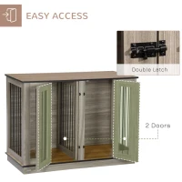 PawHut Furniture Style Dog Crate with Removable Divider, Dog Crate Side End Table Indoor with Double Doors, for Small to Large Dogs, 47" x 23.5" x 35", Dark Walnut(m-6)