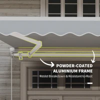 Outsunny 12' x 10' Retractable Awning Patio UV Resistant Fabric and Aluminum Frame for Deck, Balcony, Yard, Grey(m-6)