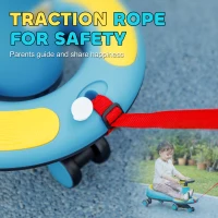 Qaba Kids Wiggle Car w/ Parent Traction Rope, Music, Light, Blue(m-6)