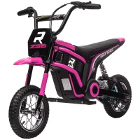 Aosom 24V 350W Electric Dirt Bike Up to 15 MPH w/ Twist Grip Throttle, Pink(m-1)